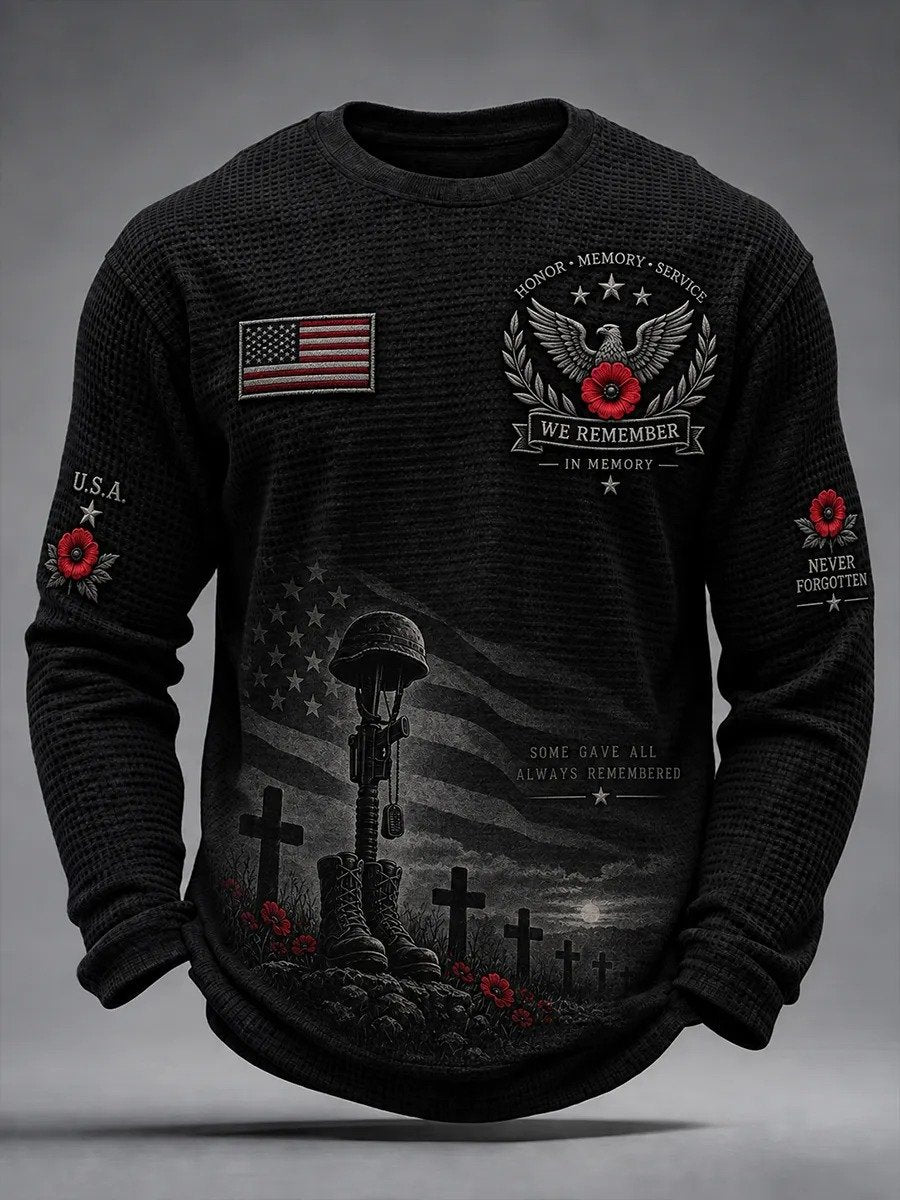 Men's Veterans Day Theme Waffle Long Sleeve T-Shirt