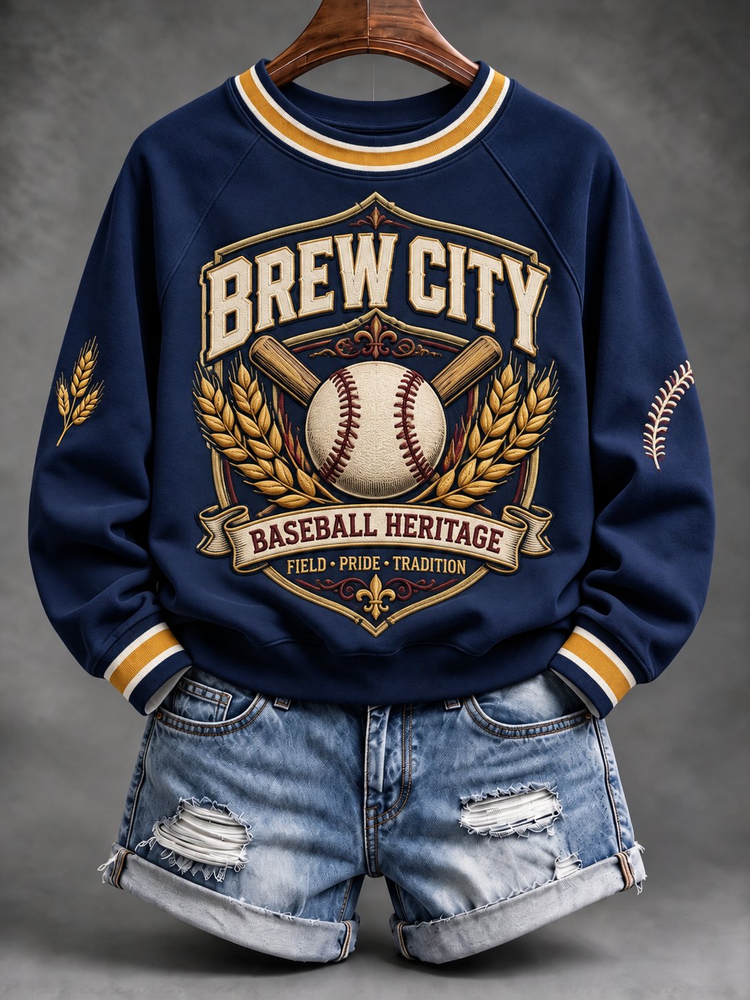 Women's Brew City Baseball Heritage Field Pride Tradition Baseball Print Sweatshirt