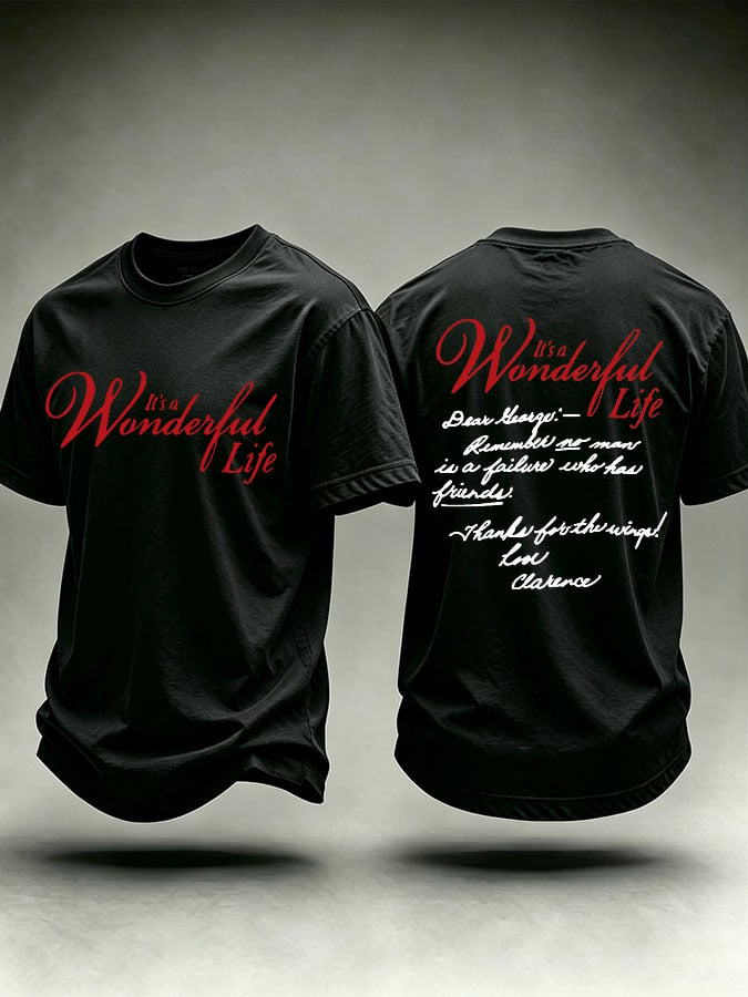 Men's It's A Wonderful Life Christmas Print Round Neck T-shirt