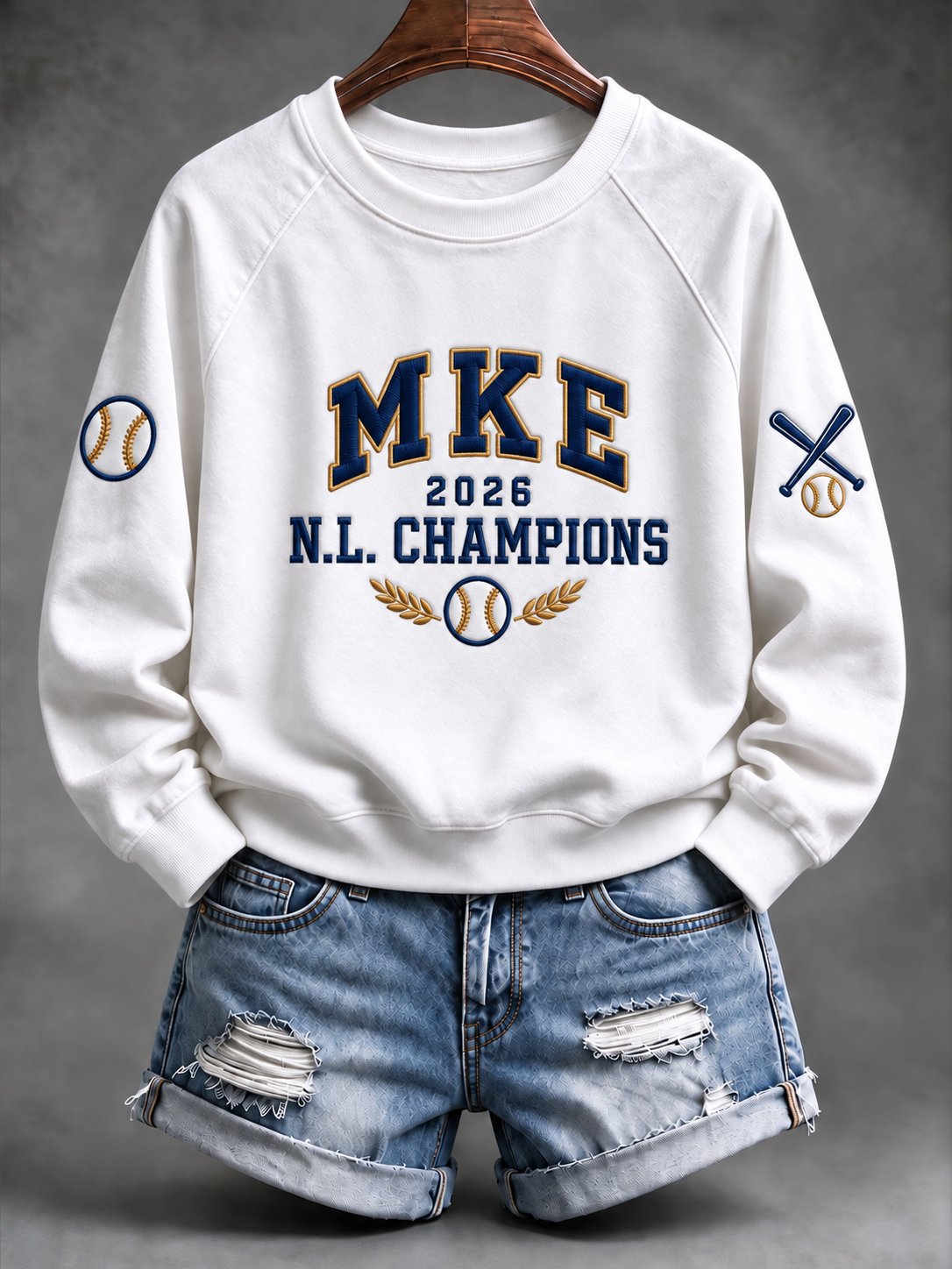 Women's Baseball Print Sweatshirt