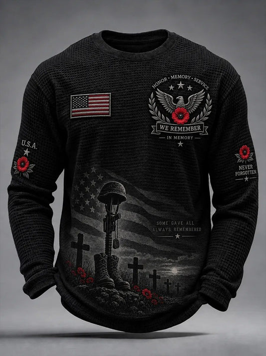 Men's Veterans Day Theme Waffle Long Sleeve T-Shirt