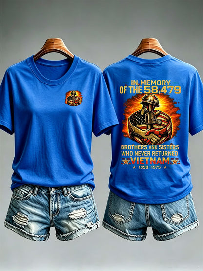 Women's In Memory Of The 58,479 Tribute T-Shirt, Vietnam Era Memorial Graphic Tee