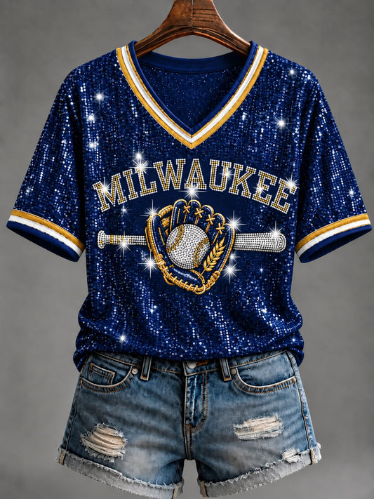 Women's Baseball Print T-Shirt