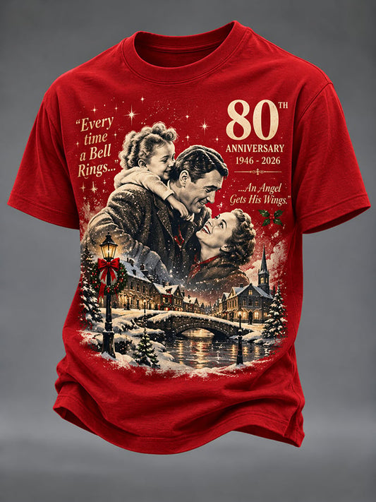 Men's Christmas Print Round Neck T-shirt