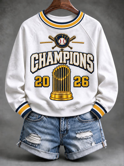 Women's Baseball Print Sweatshirt
