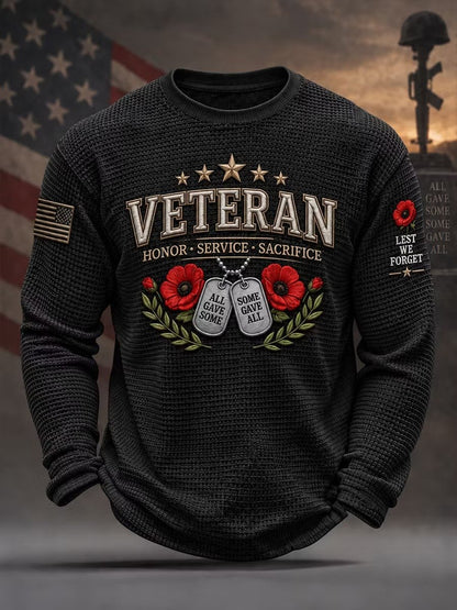 Men's Casual Veteran Printed Long-Sleeve T-Shirt