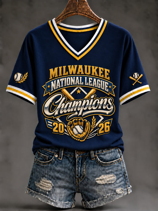 Women's Baseball Print T-Shirt