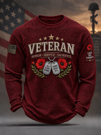 Men's Casual Veteran Printed Long-Sleeve T-Shirt
