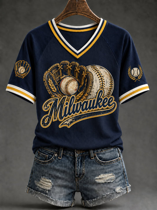 Women's Baseball Print T-Shirt