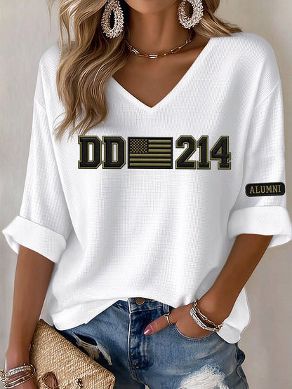 Women's Veteran Pride Dd-214 Printed Casual Printed Waffle Top