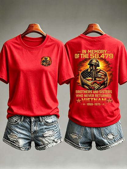 Women's In Memory Of The 58,479 Tribute T-Shirt, Vietnam Era Memorial Graphic Tee