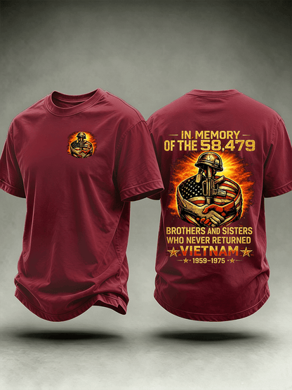 Men's In Memory Of The 58,479 Tribute T-Shirt, Vietnam Era Memorial Graphic Tee