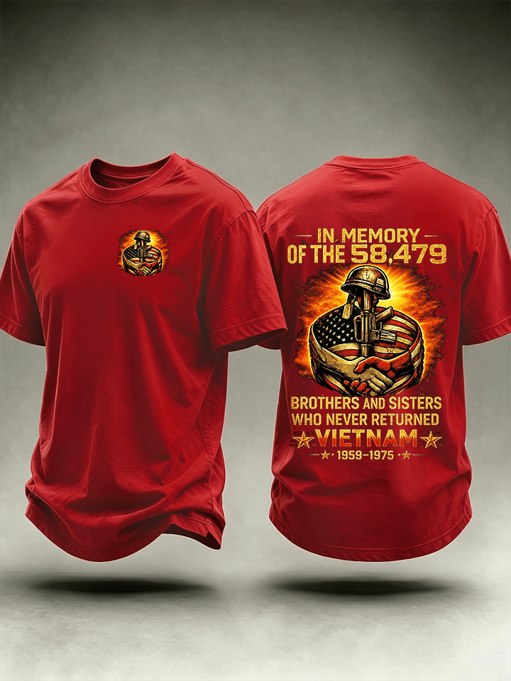 Men's In Memory Of The 58,479 Tribute T-Shirt, Vietnam Era Memorial Graphic Tee