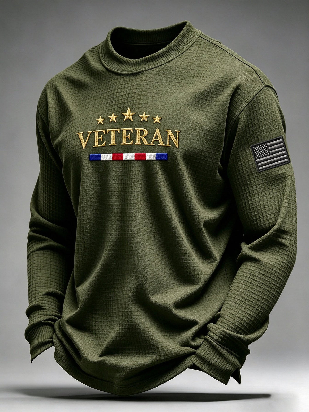 Men's Veteran Pride DD-214 Printed Waffle Long-Sleeve T-Shirt