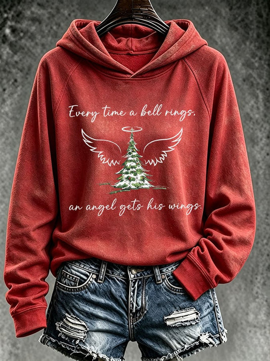 Women's Every Time A Bell Rings An Angel Gets Its Wings Christmas Printed Sweatshirt