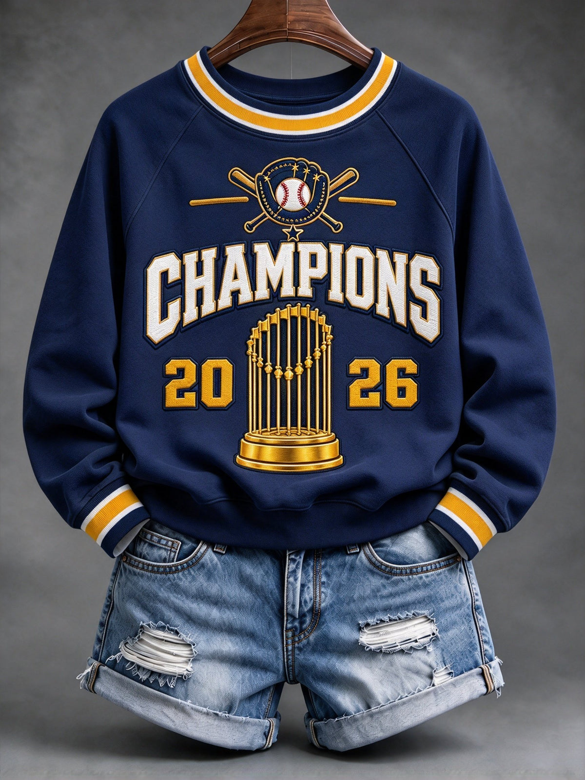 Women's Baseball Print Sweatshirt