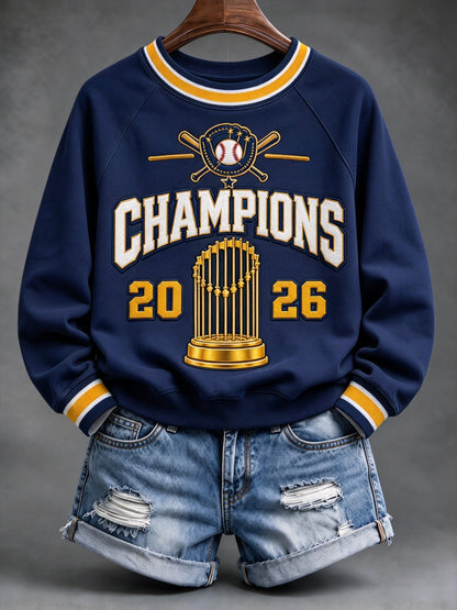 Women's Baseball Print Sweatshirt