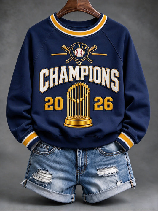 Women's Baseball Print Sweatshirt