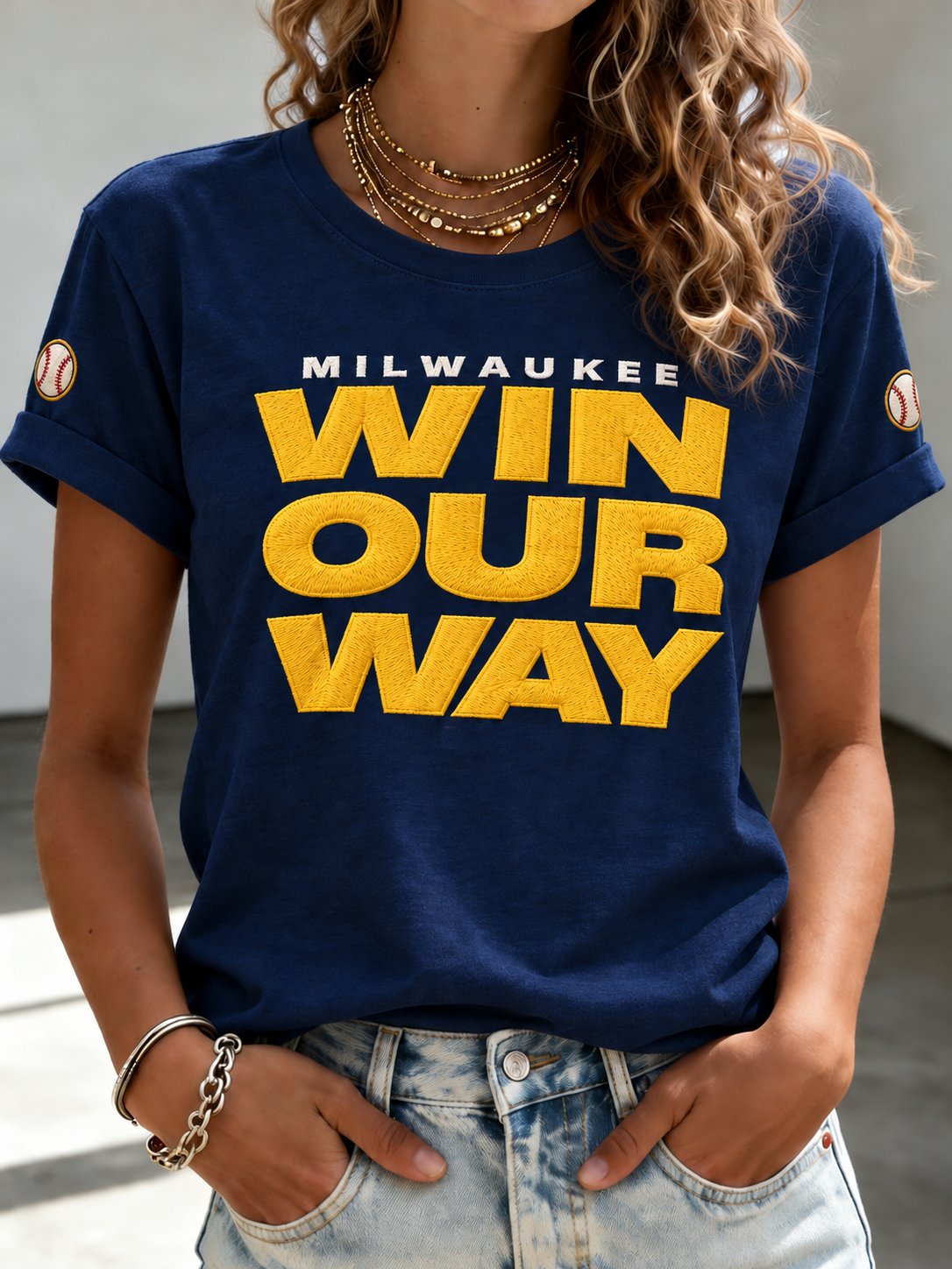Women's Baseball Print T-Shirt