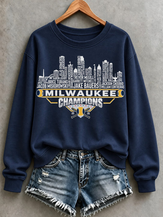 Women's Baseball Print Sweatshirt