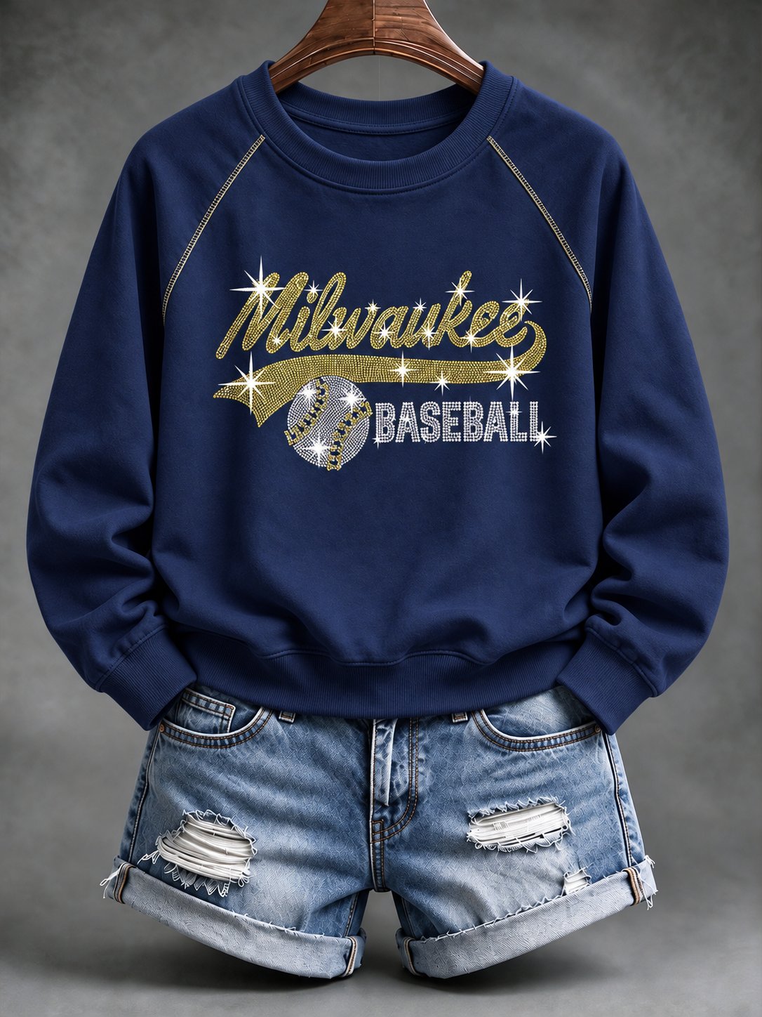 Women's Baseball Print Sweatshirt