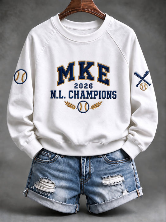 Women's Baseball Print Sweatshirt