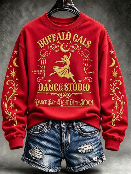 Women's It's A Wonderful Life Buffalo Gals Christmas Print Casual Sweatshirt