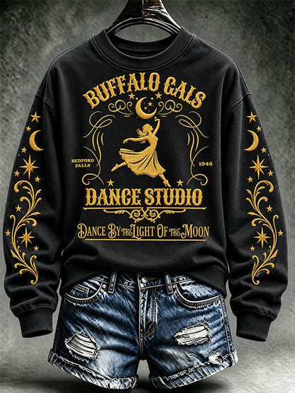 Women's It's A Wonderful Life Buffalo Gals Christmas Print Casual Sweatshirt