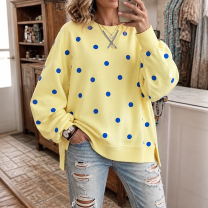 New Arrival 🔥Polka Dot Ribbon-Tie Polka Dot Neck Sweatshirt