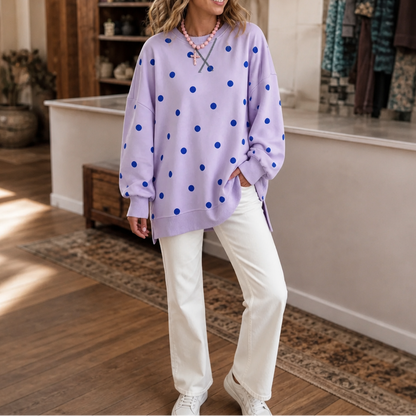 New Arrival 🔥Polka Dot Ribbon-Tie Polka Dot Neck Sweatshirt